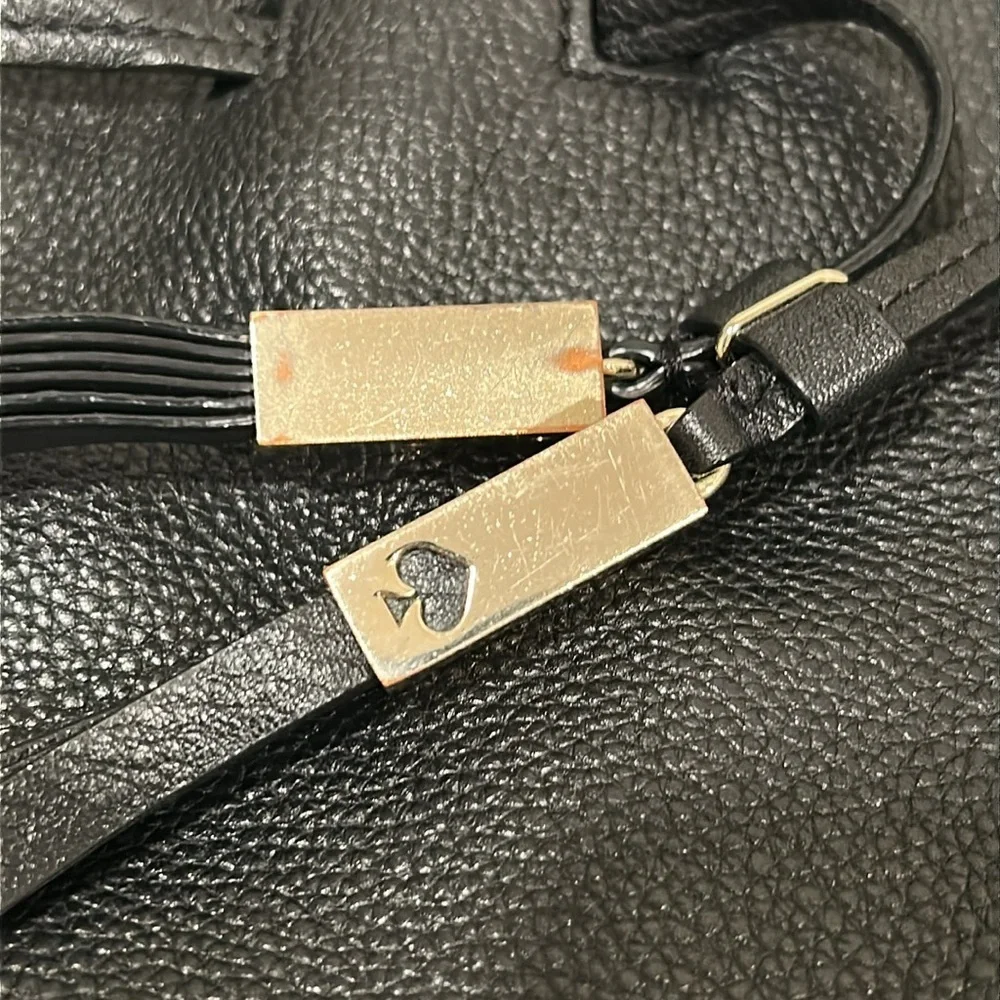 Kate Spade Black and Gold Leather Shoulder Bag with Tassels